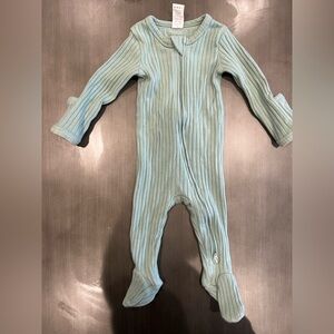 EUC Kate Quinn Long-sleeve Cotton Wide Rib Double Zipper Footie Jadeite sz 0-3M